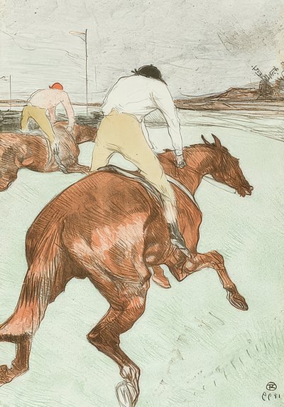 騎手（ル・ジョッキー）。 1899 作： Henri de Toulouse Lautrec