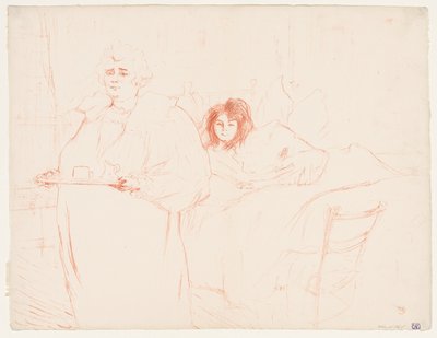 エルス: トレイを運ぶ女、Mme. バロンとムル。 ポポ 作： Henri de Toulouse Lautrec