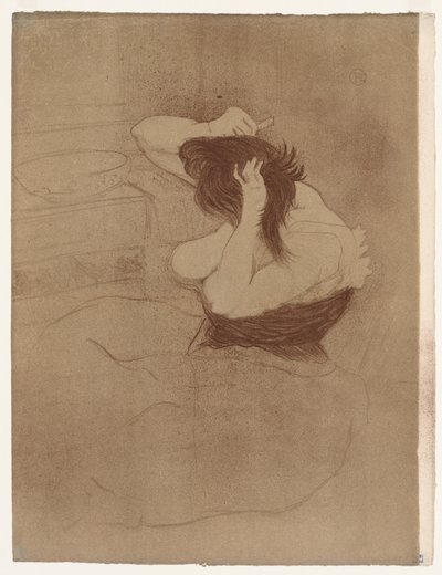 Elles: 髪をとかす女性 作： Henri de Toulouse Lautrec