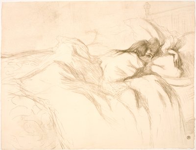 横たわる女、目覚まし時計 作： Henri de Toulouse Lautrec