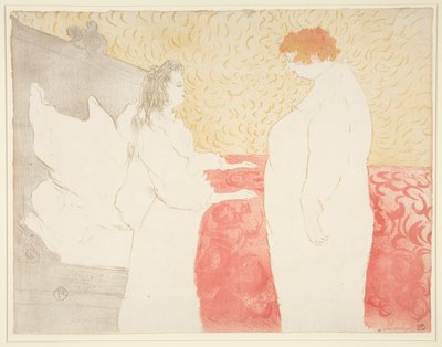 Femme au lit、profil、au petit Lever (ベッドにいる女性、プロフィール、起き上がる)、シリーズ Elles より 作： Henri de Toulouse Lautrec