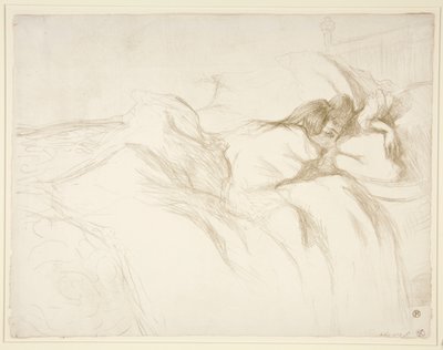 ファム カウチ、R?veil (ベッドで目覚める女性)、シリーズ Elles より 作： Henri de Toulouse Lautrec