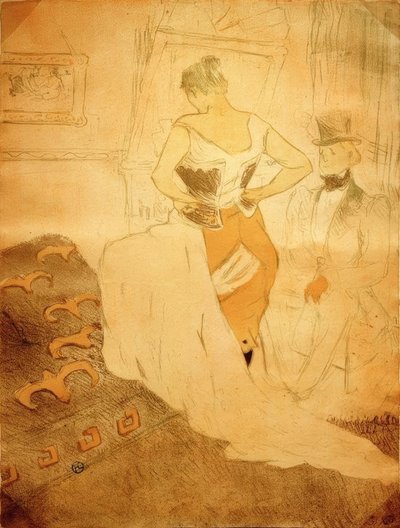 コルセットの女性、通路の征服 作： Henri de Toulouse Lautrec