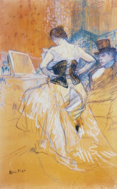 コルセットを着けている女性、通過の征服 作： Henri de Toulouse Lautrec