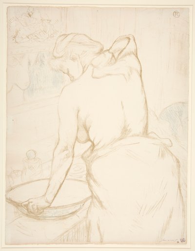 Femme qui se lave, la Toilette (トイレで自分を洗う女)、シリーズ Elles より 作： Henri de Toulouse Lautrec