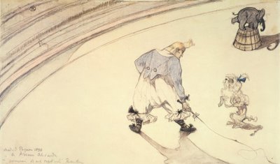 サーカス：プードル犬と象のピエロFootit 作： Henri de Toulouse Lautrec