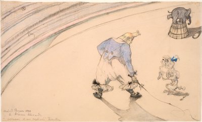サーカスで - 動物調教師としてピエロ Footit 作： Henri de Toulouse Lautrec