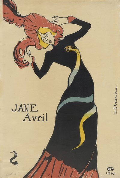 ジェーンアヴリル（プラカット）。 1899 作： Henri de Toulouse Lautrec