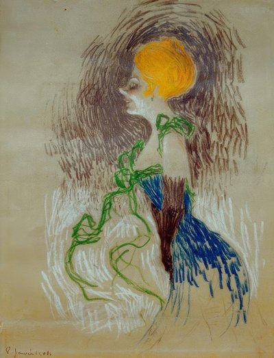 手袋をはめた若い女性 作： Henri de Toulouse Lautrec