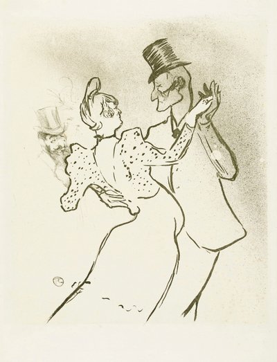 La GoulueとValentin la Desosseeの2人です。トゥールーズ＝ロートレックのポスター。 作： Henri de Toulouse Lautrec
