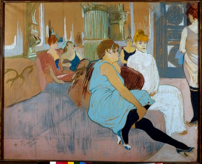 ムーラン通り（パリ）のサロン。アンリ・ド・トゥールーズ・ロートレック（Toulouse-Lautrec）（1864-1901）の水彩画 作： Henri de Toulouse Lautrec