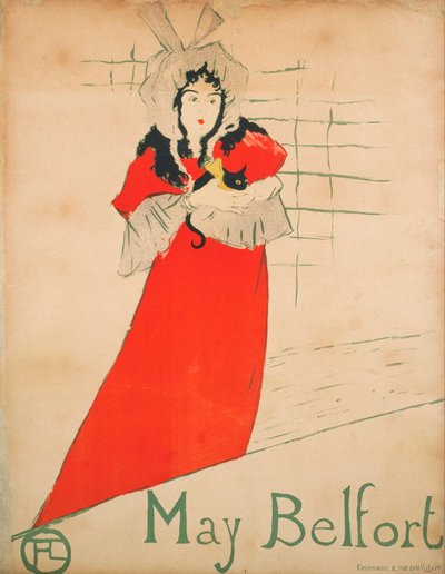 メイ・ベルフォート（旧メイ・イーガン）（ポスター） - アンリ・ド・トゥールーズ・ロートレック（Toulouse-Lautrec）(1864-1901)の作品 - 1895 - カラーリトグラフ - 80x62 - カタルーニャ美術館（バルセロナ）にて 作： Henri de Toulouse Lautrec