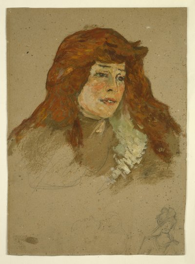 Mme Lili Grenier (直腸); 教会のある風景（裏面） 作： Henri de Toulouse Lautrec
