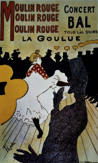 ムーランルージュ：La Goulue-1891-191×117 cm-カラーリトグラフ 作： Henri de Toulouse Lautrec