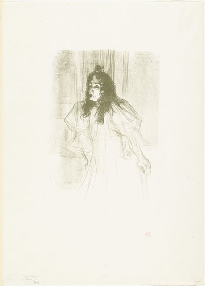 垂れ下がった髪の歌手 May Belfort の肖像 作： Henri de Toulouse Lautrec