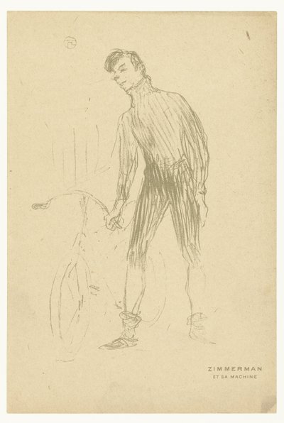 サイクリストのアルバート・ジマーマンと彼の自転車の肖像 Zimmerman et sa machine (オブジェクトのタイトル) 作： Henri de Toulouse Lautrec