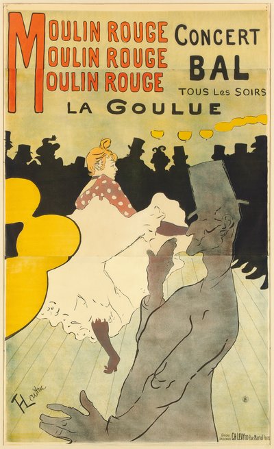ムーランルージュでの「La Goulue」の広告ポスター、1891年 作： Henri de Toulouse Lautrec