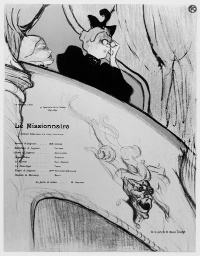 演劇「Le Missionnaire」の宣伝ポスター、1893〜94年（212843も参照） 作： Henri de Toulouse Lautrec