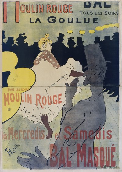 「ルムーランルージュ」のポスター、1891年 作： Henri de Toulouse Lautrec