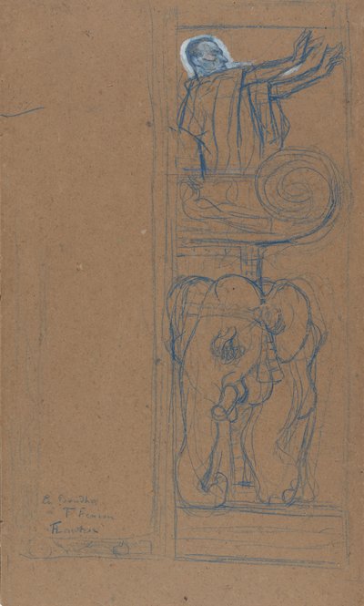 Le Chariot de Terre Cuite のちらしの予備デザイン、1894 年。 作： Henri de Toulouse Lautrec
