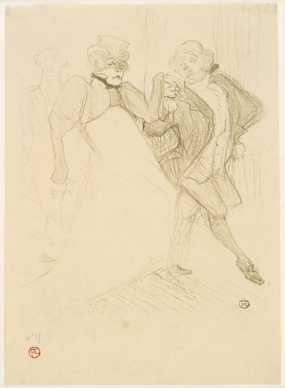『マダム・サンス・ジェネ』のレジャンとガリポー。 作： Henri de Toulouse Lautrec