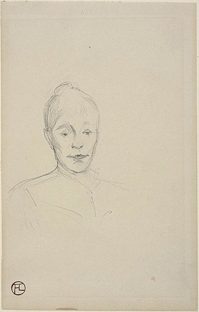 スタディ: ハイカラーの女性の顔 作： Henri de Toulouse Lautrec