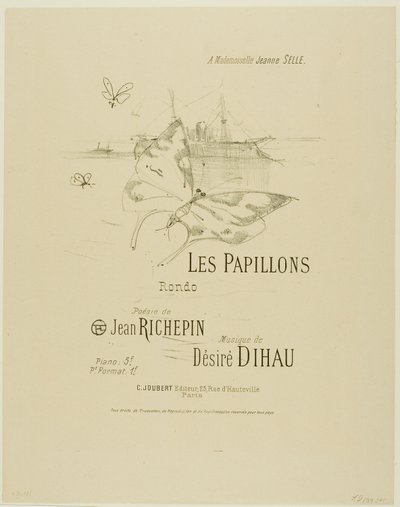 蝶々、デジレ・ディオーのメロディーより 作： Henri de Toulouse Lautrec