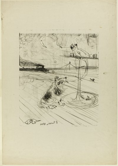 犬とオウム 作： Henri de Toulouse Lautrec