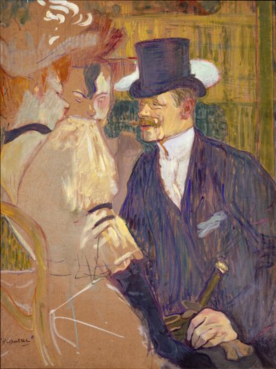 ムーランルージュのイギリス人、1892年（段ボールに油彩） 作： Henri de Toulouse Lautrec