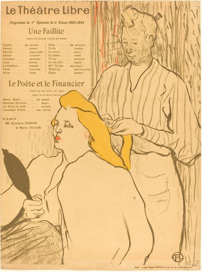The Hairdresser - Theatre-Libre のプログラム 作： Henri de Toulouse Lautrec