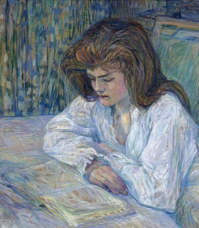 トゥールーズ＝ロートレック、アンリ、ド（1864-1901）の「読者」。厚紙に油彩、サイズ：68x61 作： Henri de Toulouse Lautrec