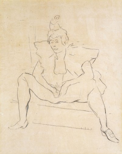 座っているピエロ。クロウネスアッシジ 作： Henri de Toulouse Lautrec