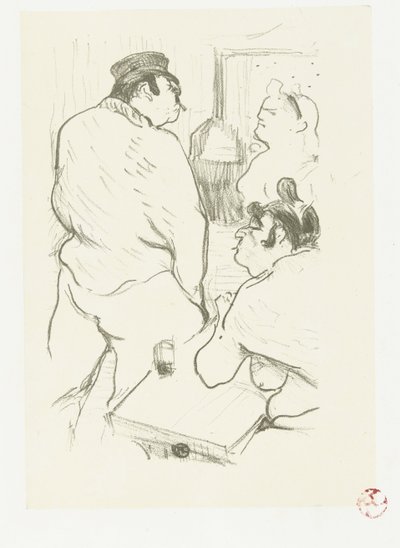 売春宿の 2 人の女性と男性 グルネルの恐怖 作： Henri de Toulouse Lautrec
