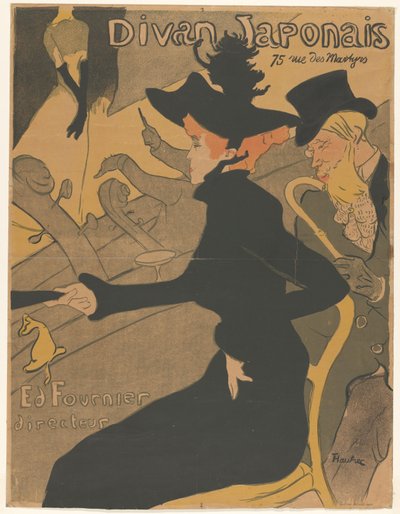 歌のパフォーマンスで聴衆の女性と男性 Divan Japonais (オブジェクトのタイトル) 作： Henri de Toulouse Lautrec