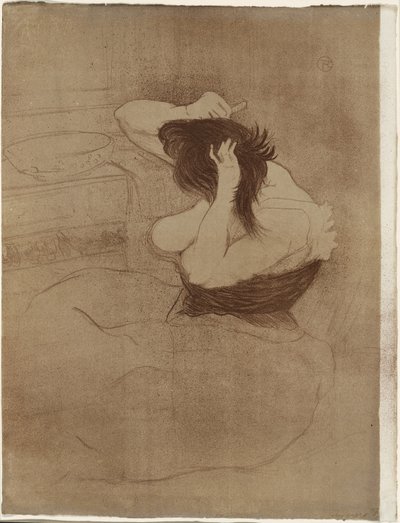 髪を梳く女—ラ・コイフル、『エル』よりプレート7 作： Henri de Toulouse Lautrec