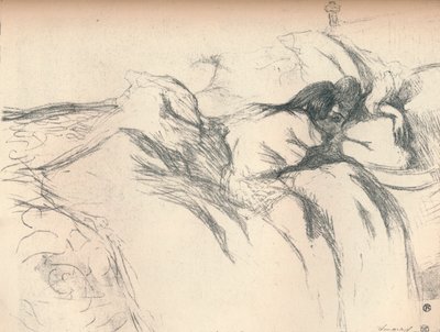 ベッドで目覚める女、1896 作： Henri de Toulouse Lautrec