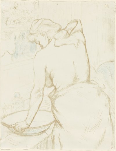 Woman Washing—The Toilet、Elles のプレート 5 作： Henri de Toulouse Lautrec