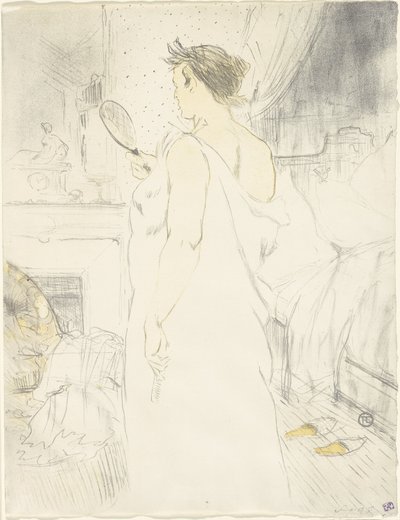 Woman at the Mirror—Mirror in Hand、Elles のプレート 6 作： Henri de Toulouse Lautrec