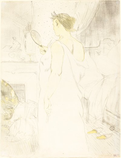 鏡の前の女 鏡を持った女、1896年。 作： Henri de Toulouse Lautrec