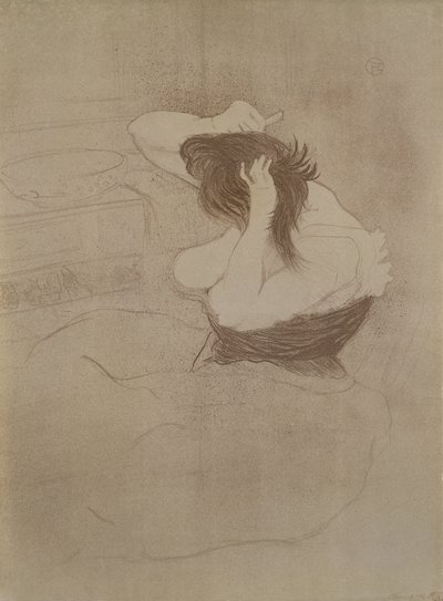 髪をとかす女性、「エルズ」、1896年 作： Henri de Toulouse Lautrec