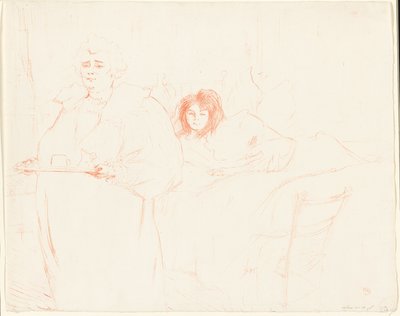 トレイを持つ女—朝食（バロン夫人とポポ夫人）、『エル』のプレート 2 作： Henri de Toulouse Lautrec