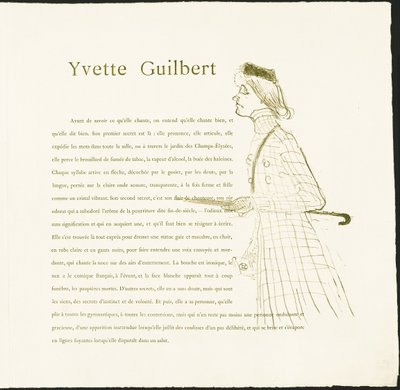 イヴェット・ギルベール 作： Henri de Toulouse Lautrec