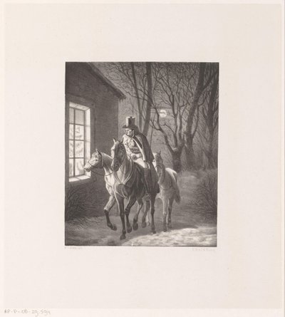 馬に乗った男が家の前を通り過ぎる 作： Henri van Seben