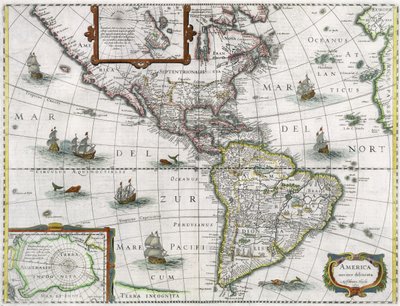 アメリカ大陸の地図、1631 作： Henricus Hondius II