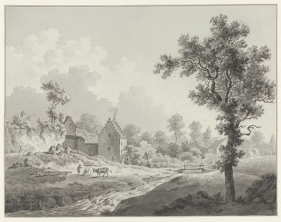 小川に水車小屋のある風景 作： Henricus Josephus Antonissen