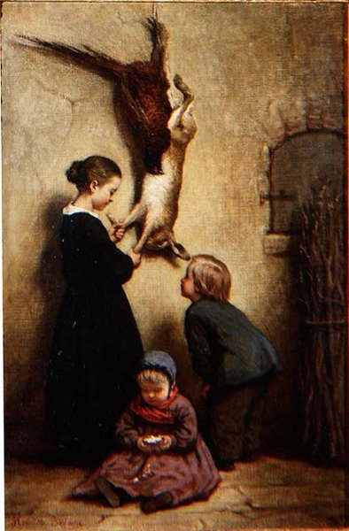 フレッシュゲーム（油彩・キャンバス 作： Henriette Browne