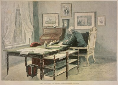 1890年頃のフリードリッヒスルーでの研究におけるビスマルク王子 作： Henriette Deppermann