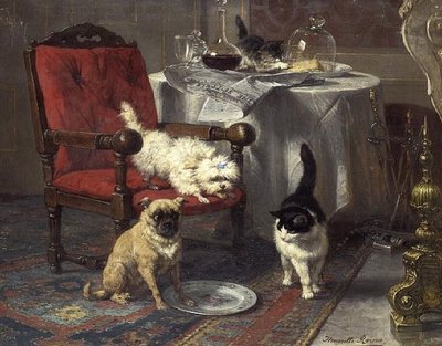 A Bit of Cheese（油彩・キャンバス 作： Henriëtte Ronner Knip