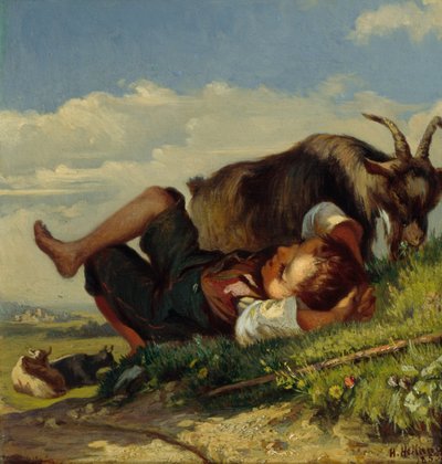 ヤギと羊飼いの少年 作： Henrik August Helland