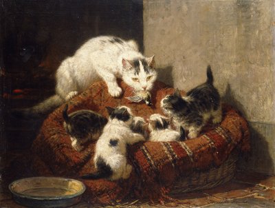羽のある贈り物、 作： Henriëtte Ronner Knip